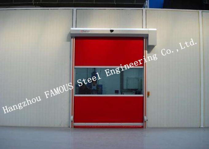 貯蔵室のための理性的な自動ポリ塩化ビニールの表面処理の高速高速度鋼のローラー シャッター ドア 0