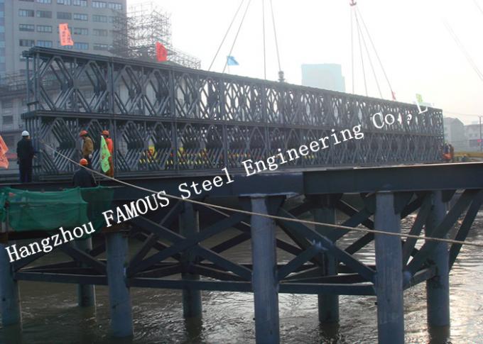 Q345Bの前に設計されたモジュラー鋼鉄ベイリー橋重い容量の長い疲労の寿命 0