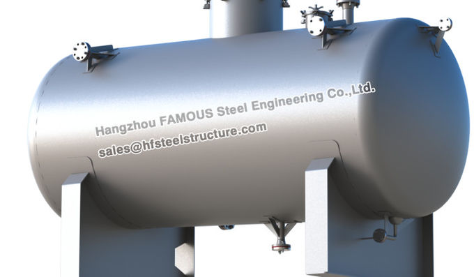 ステンレス鋼の産業鋼鉄建物水制御横の明るいタンク 0